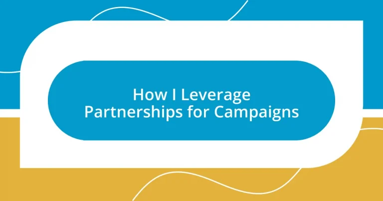 How I Leverage Partnerships for Campaigns