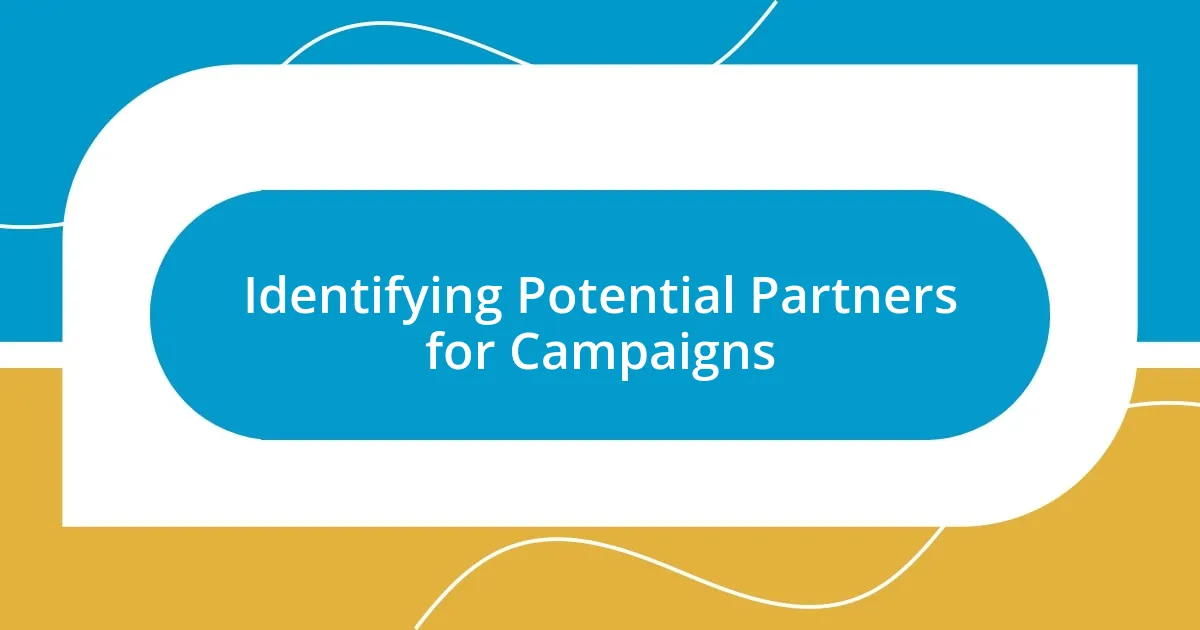 Identifying Potential Partners for Campaigns